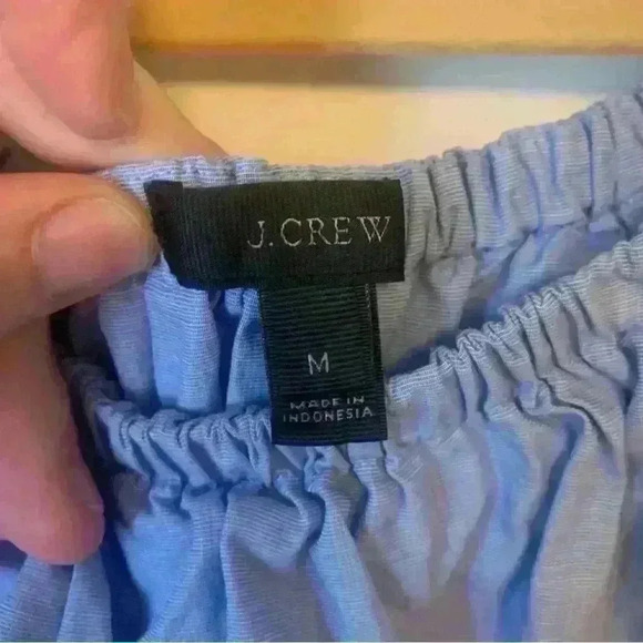 J Crew Off The Shoulder Dress in End on End Style G0263 Blue Size Medium - Picture 3 of 6